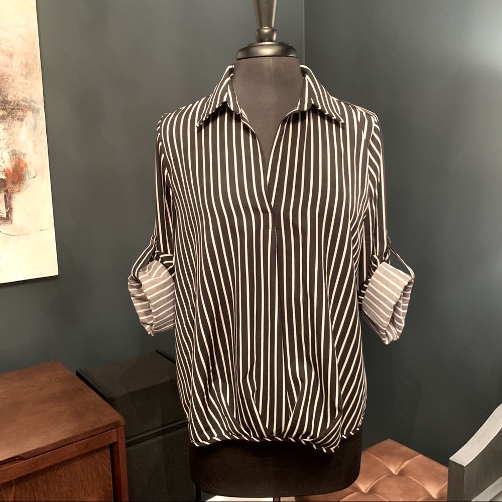 Promesa Black & White Striped Blouse